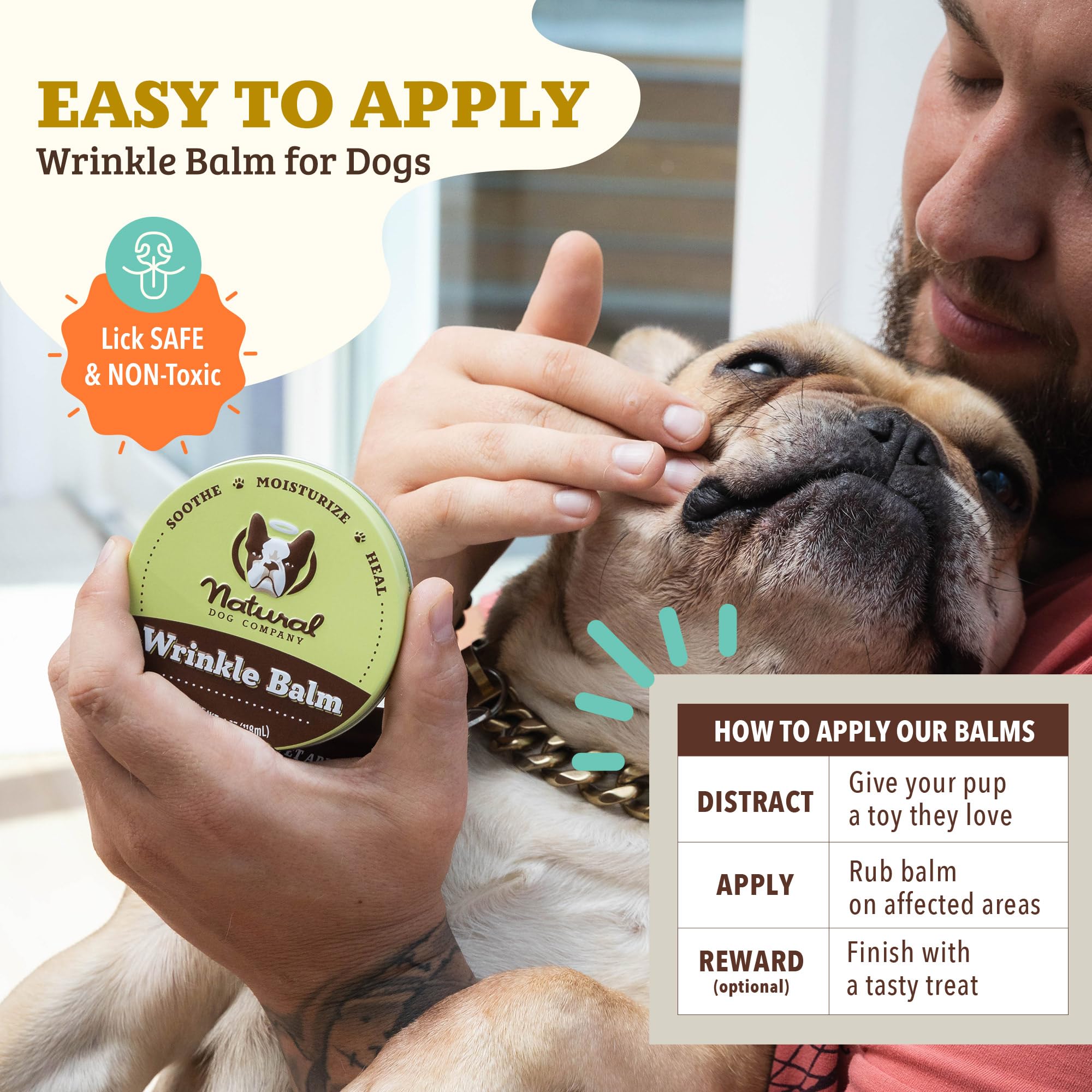 Natural Dog Company soft texture application highlights easy, fast absorption.