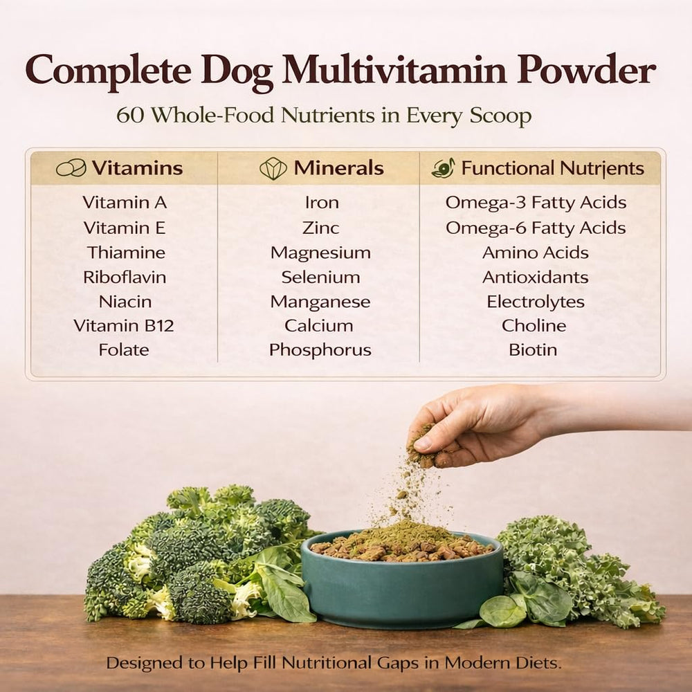 Natural Dog Company Super Greens blend of greens supports eye and skin health