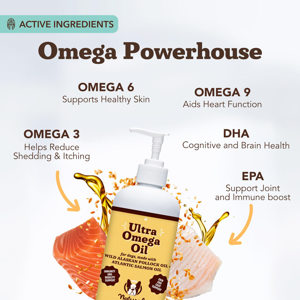 Natural Dog Company Ultra Omega Oil pour demonstrates easy daily dosing.