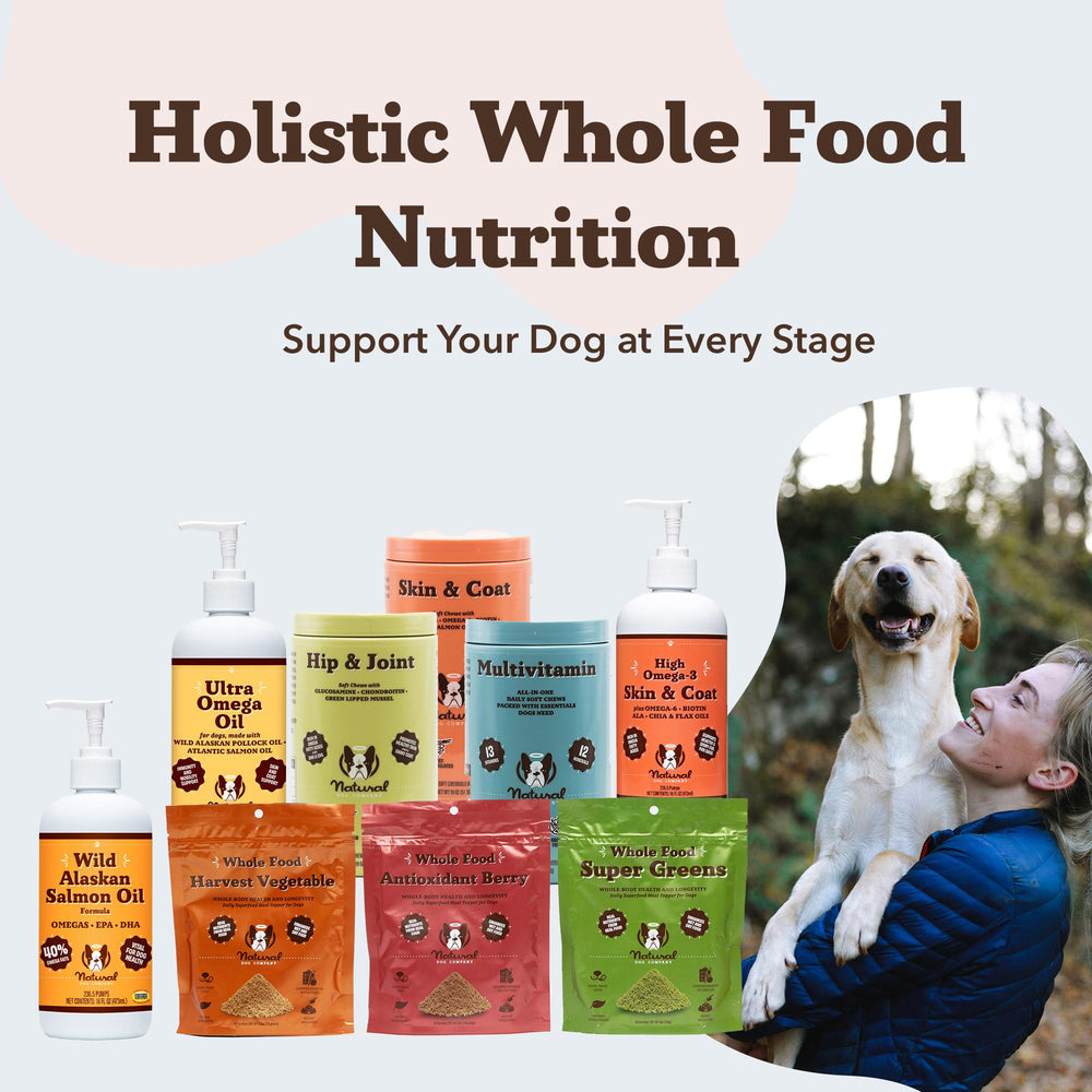 Natural Dog Company Wild Alaskan Fish Oil being enjoyed during a meal by a dog