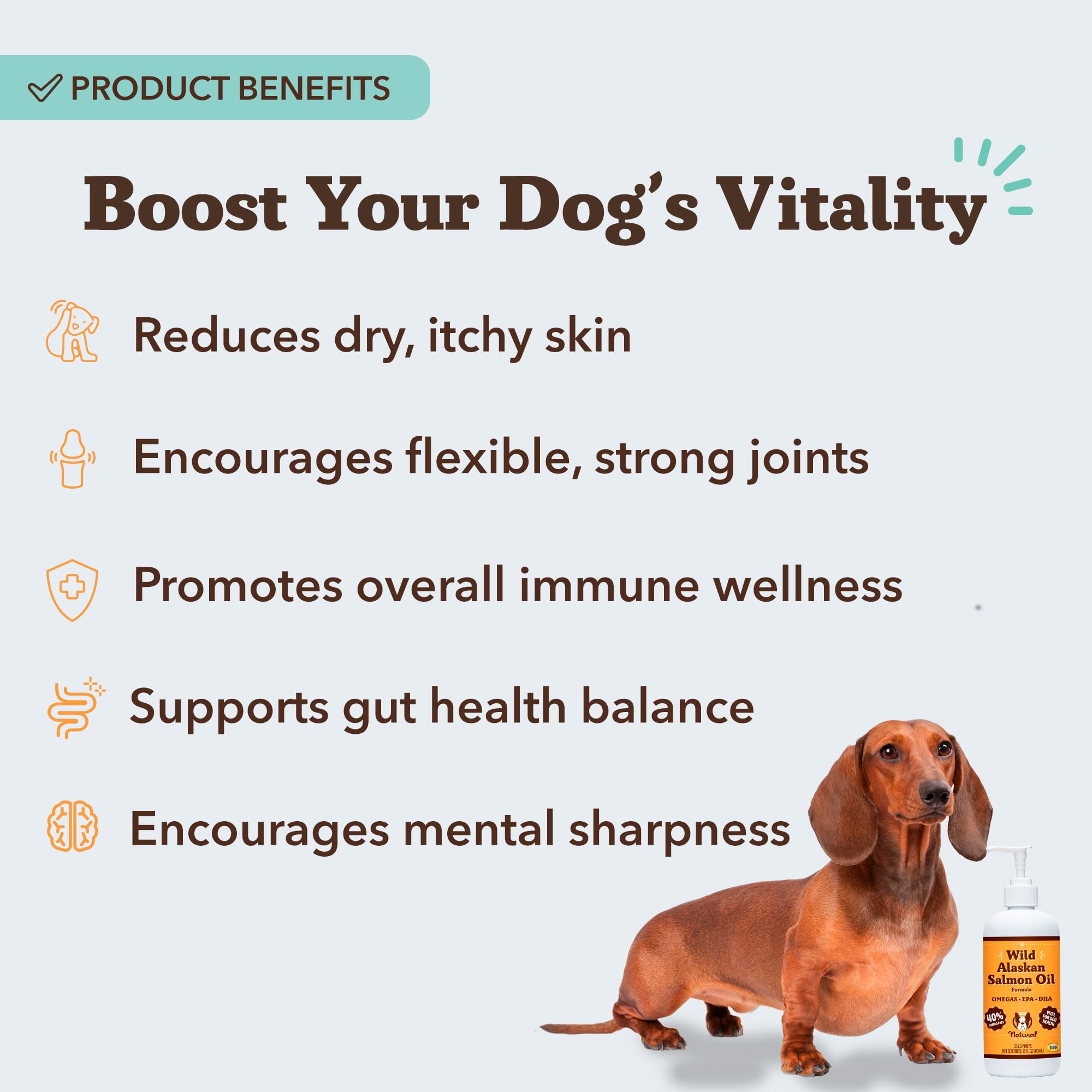 Natural Dog Company Wild Alaskan Fish Oil poured over dog food as a topper
