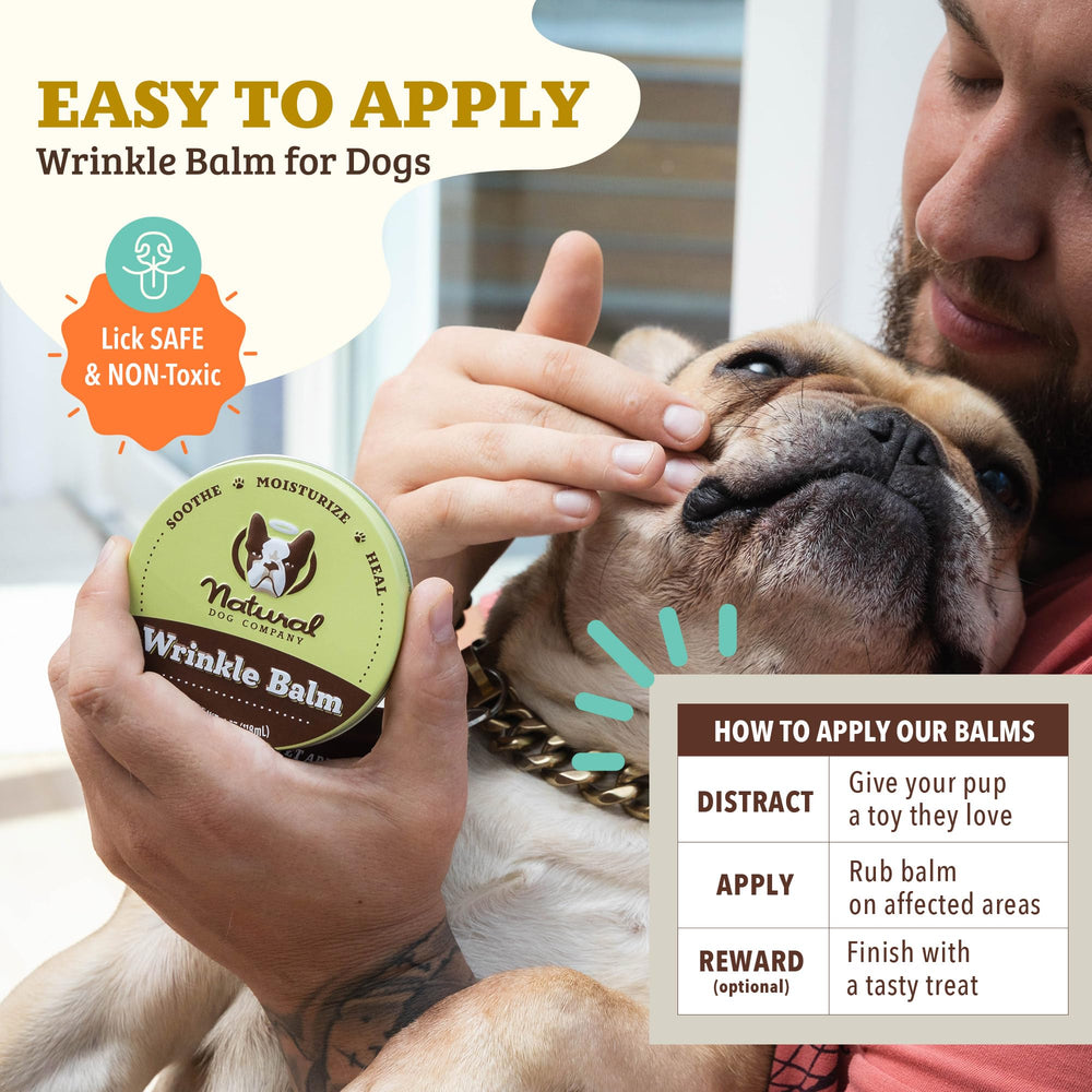 Natural Dog Company Wrinkle Wipes Duo bundled with balm for cleansing and deodorizing