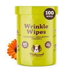 Natural Dog Company wrinkle wipes for faces, gentle cleaning of folds.