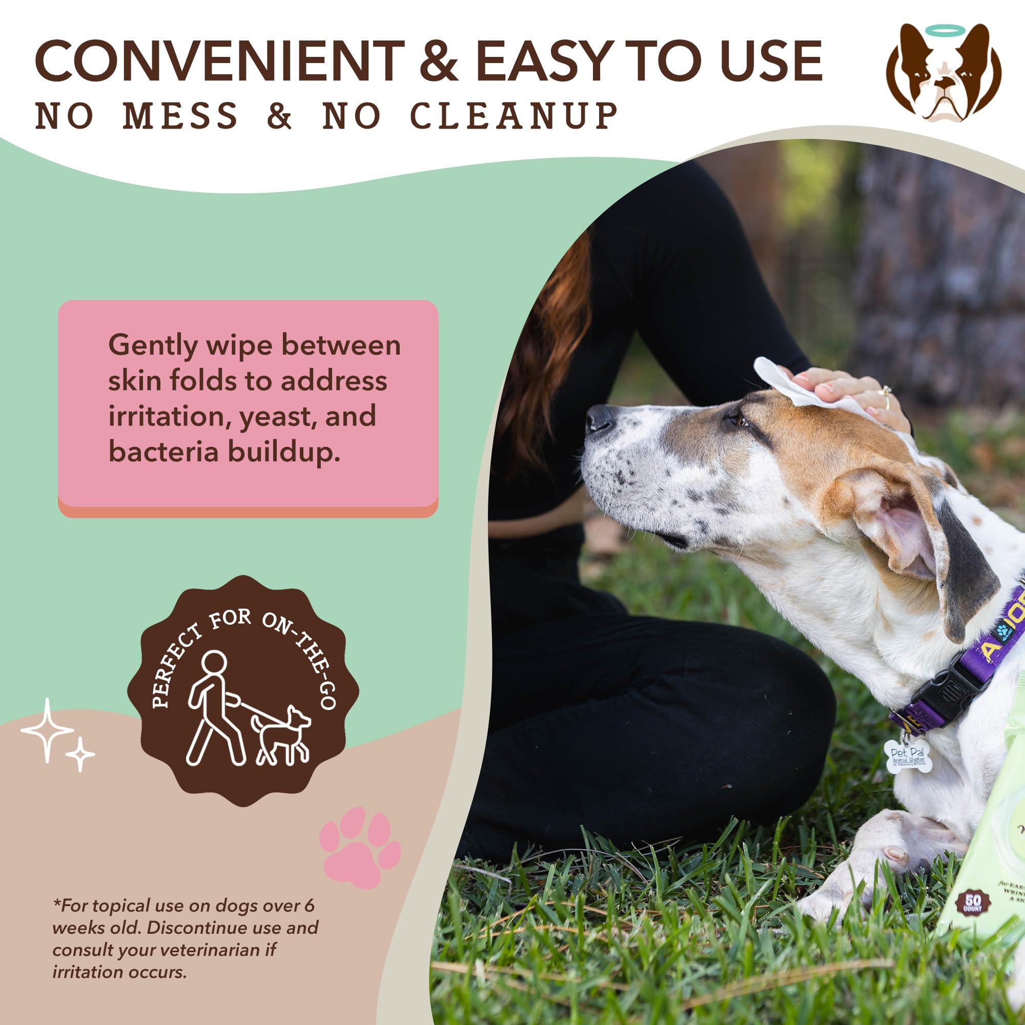 Natural Dog Company XL Grooming Wipes for ears, safe cleansing and refresh