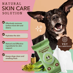 Natural Dog Company XL Grooming Wipes for face, gentle cleansing for daily care