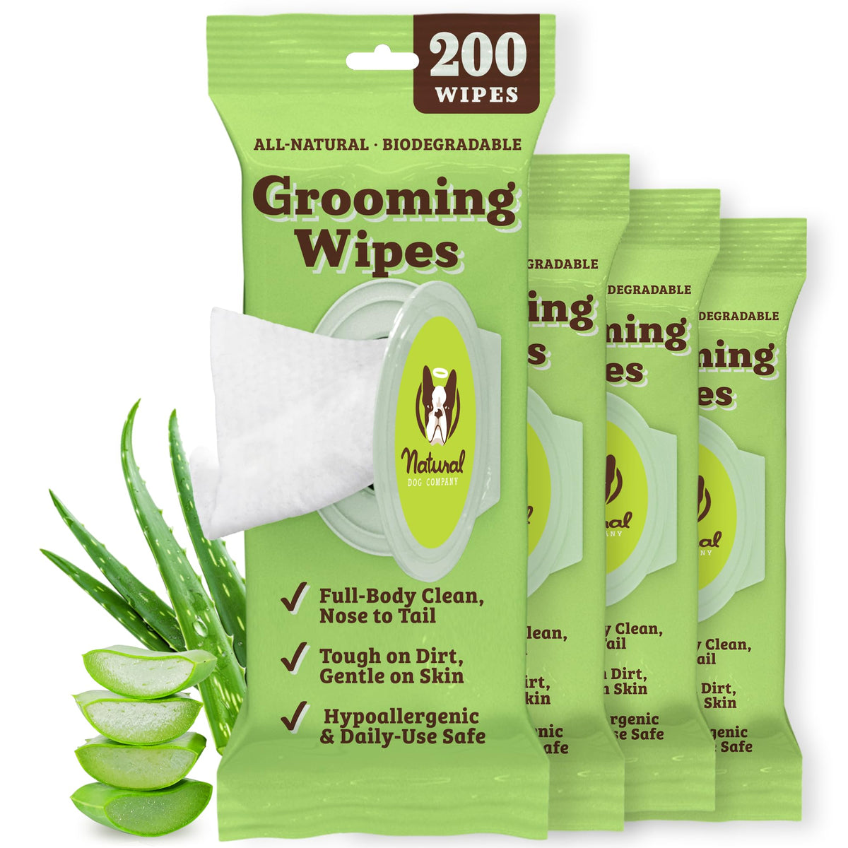 Natural Dog Company XL Grooming Wipes for paws, quick cleansing after muddy walks