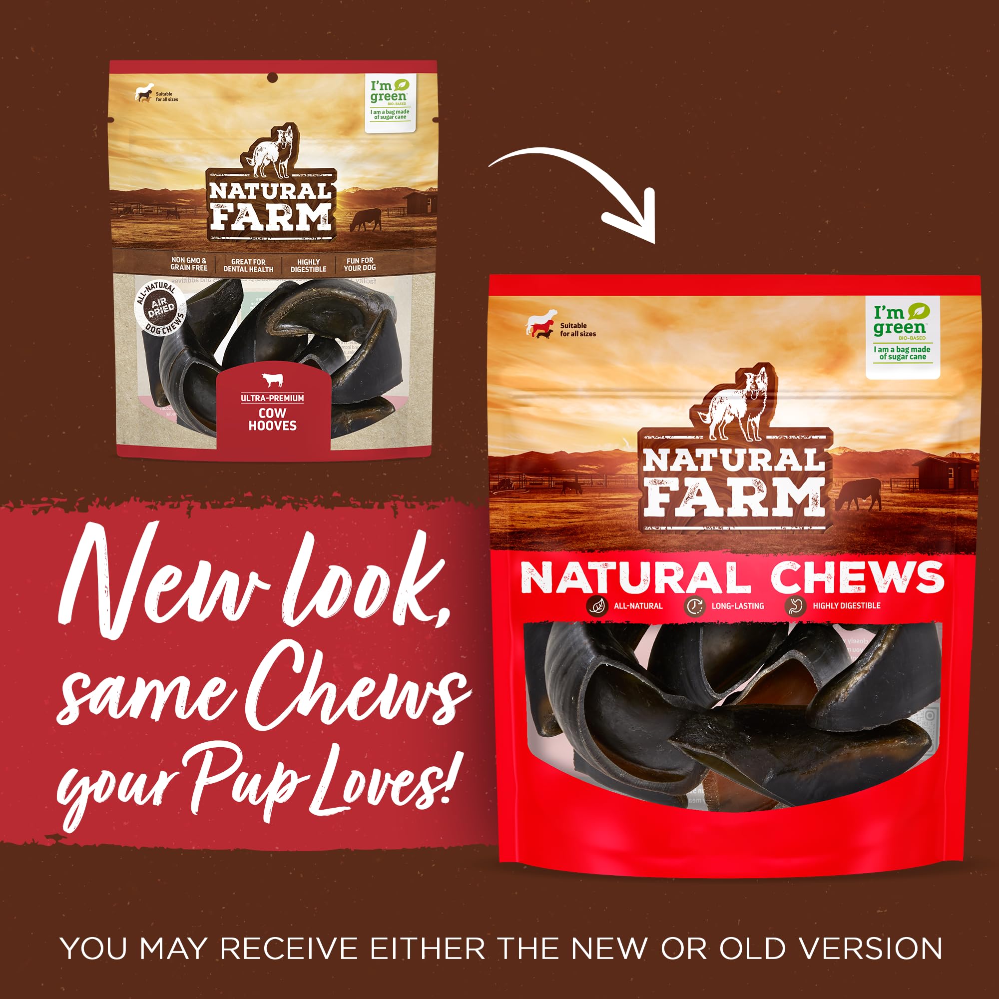 Natural Farm stuffed hooves close-up texture reveals dual flavor filling.
