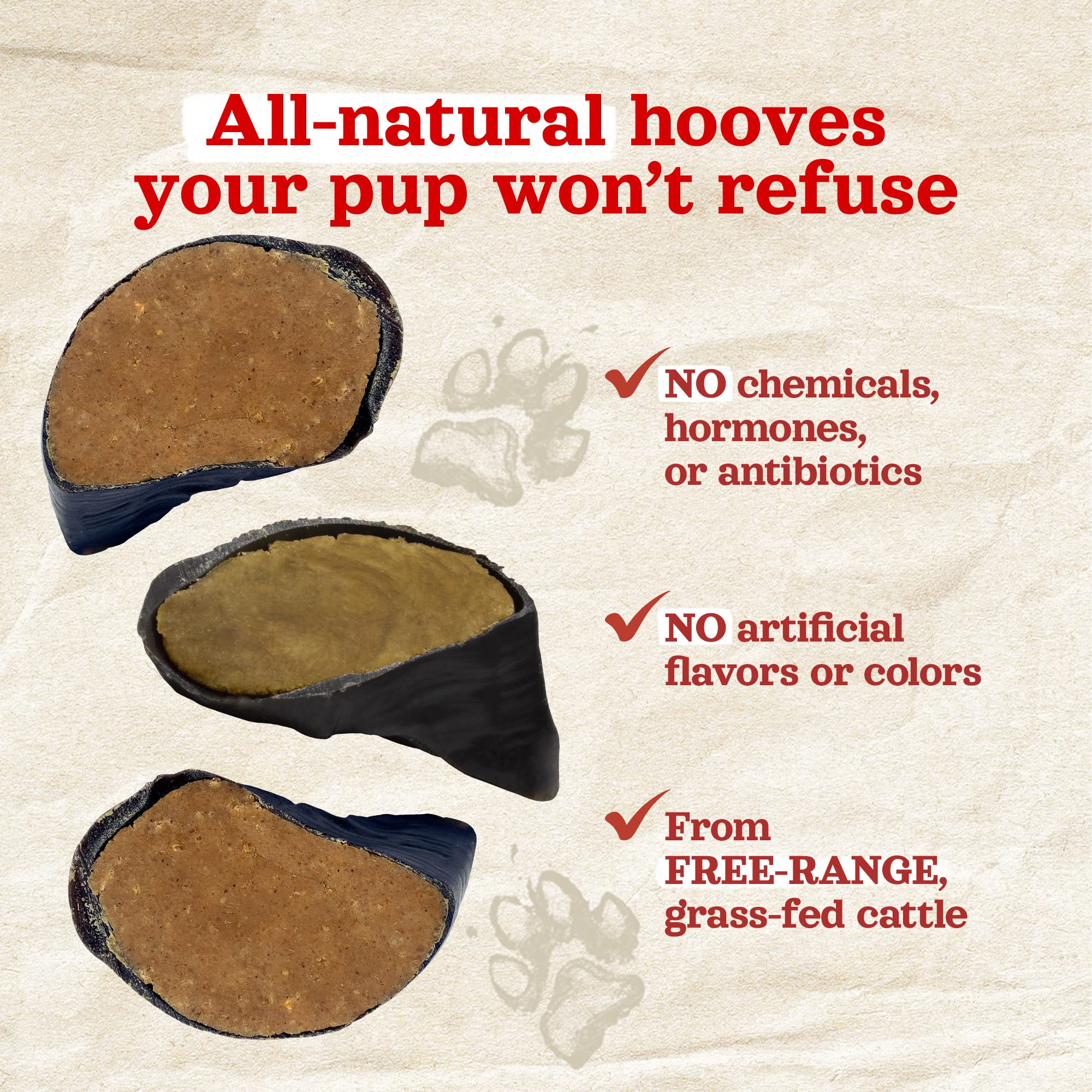 Natural Farm bacon-cheese stuffed hooves ingredients label emphasizes all-natural sourcing.