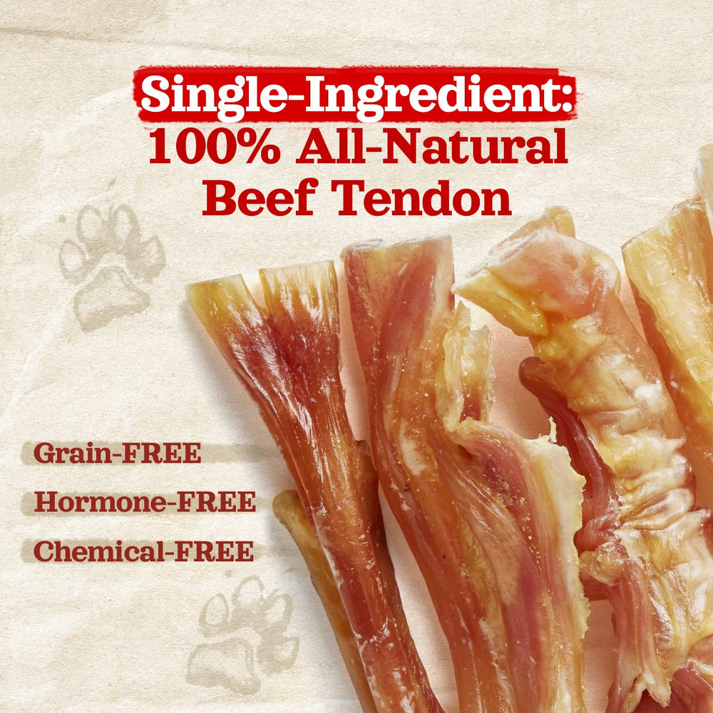 Natural Farm beef tendons texture close-up highlights natural chew surface.