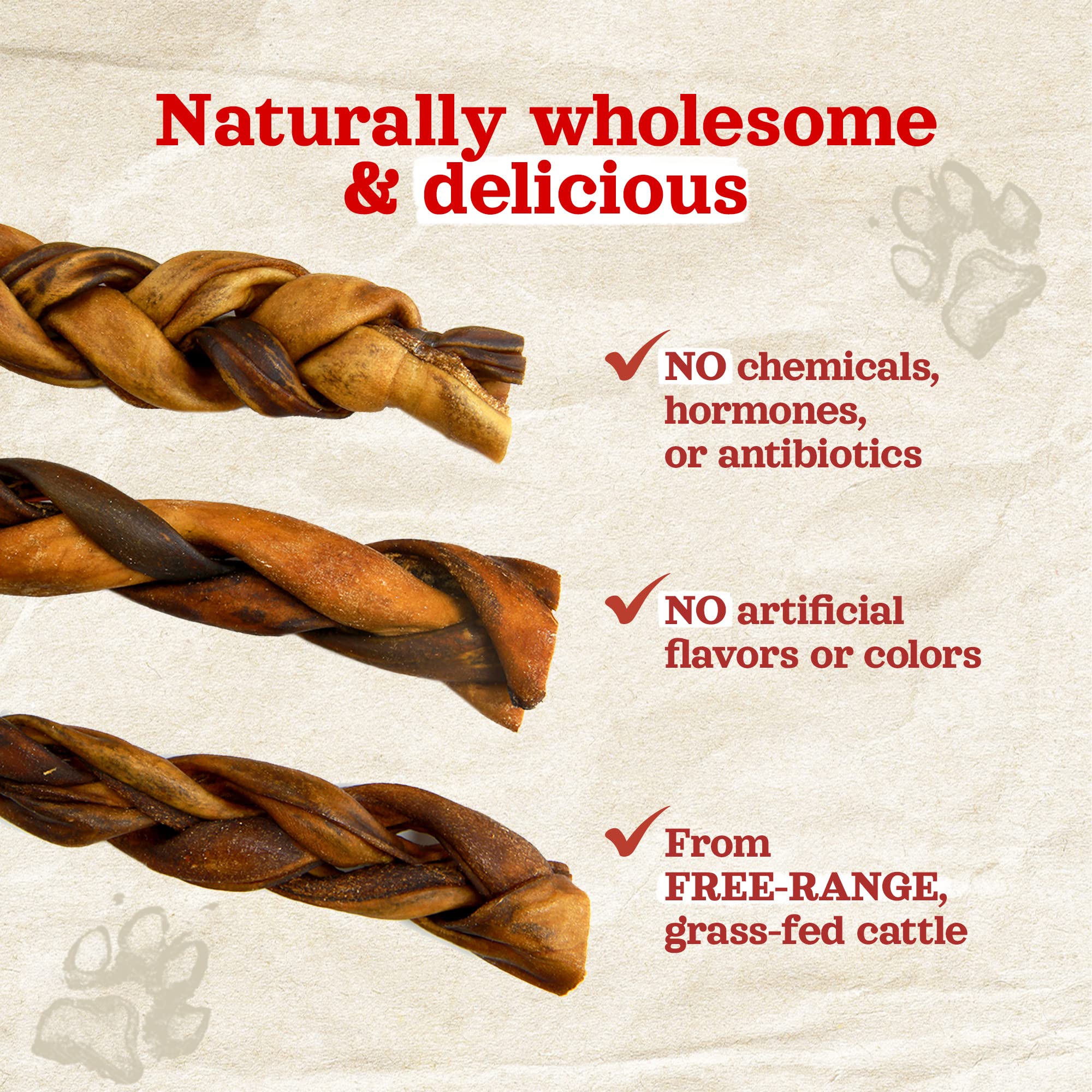Natural Farm braided chews deliver extended chew time and jaw engagement.