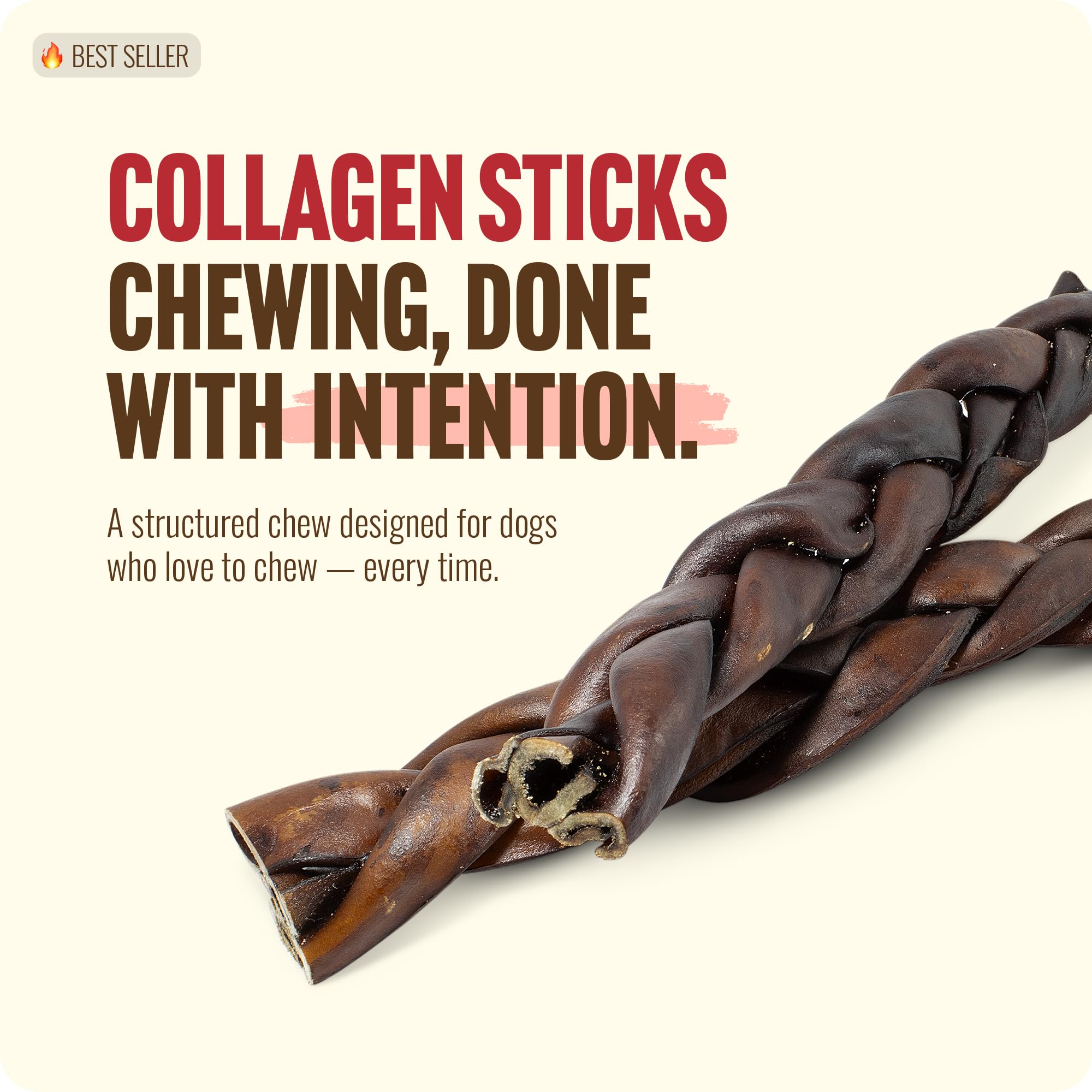 Natural Farm chews rawhide-alternative close-up reveals natural beef skin.
