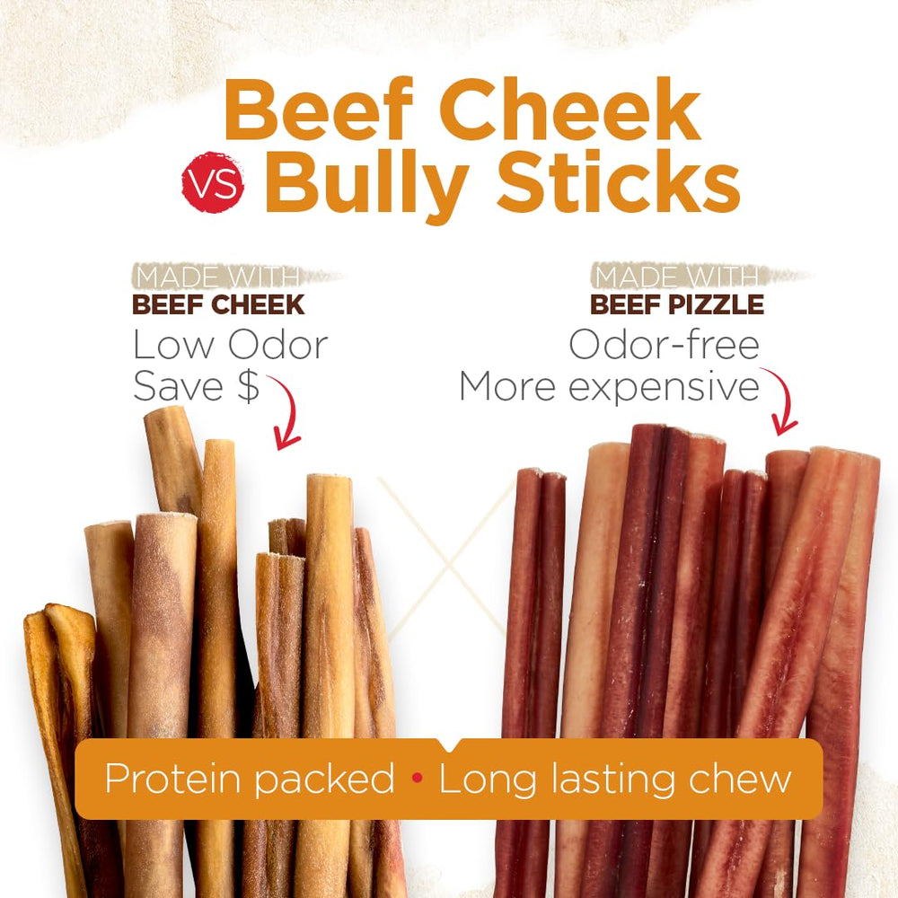 Natural Farm Bully Cheek Stick raw beef chews demonstrate purity and wholesome ingredients.