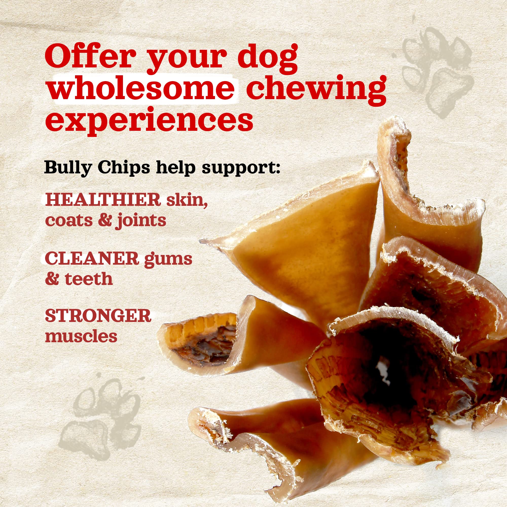 Natural Farm Bully Chips 9-12 inch length shown for chews