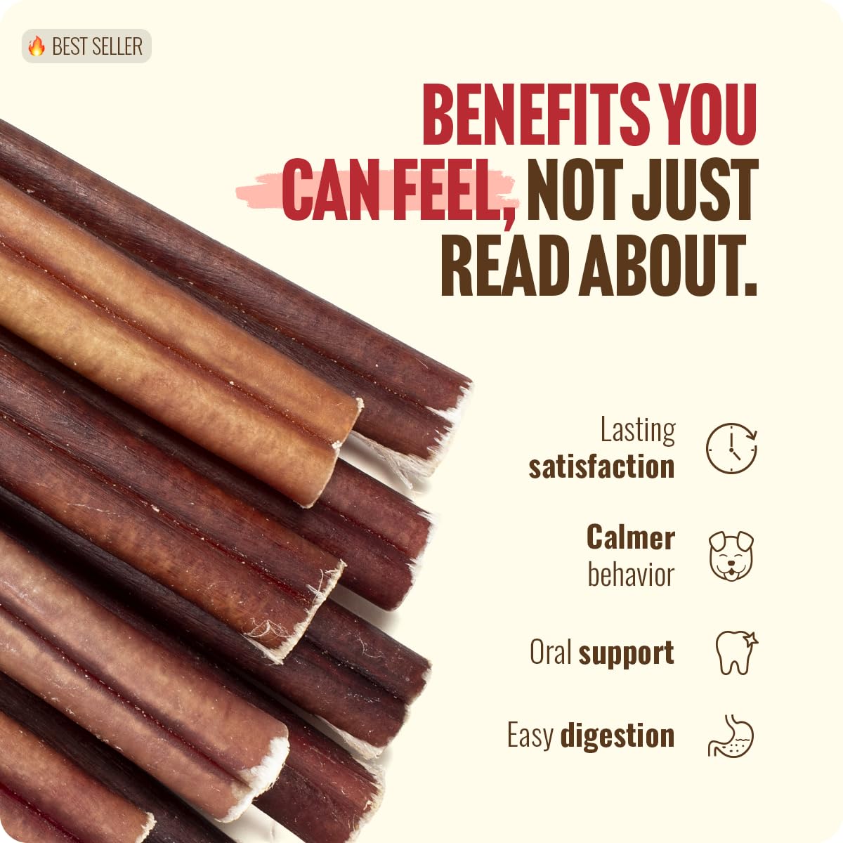 Natural Farm Bully Sticks slow air-dried to preserve flavor