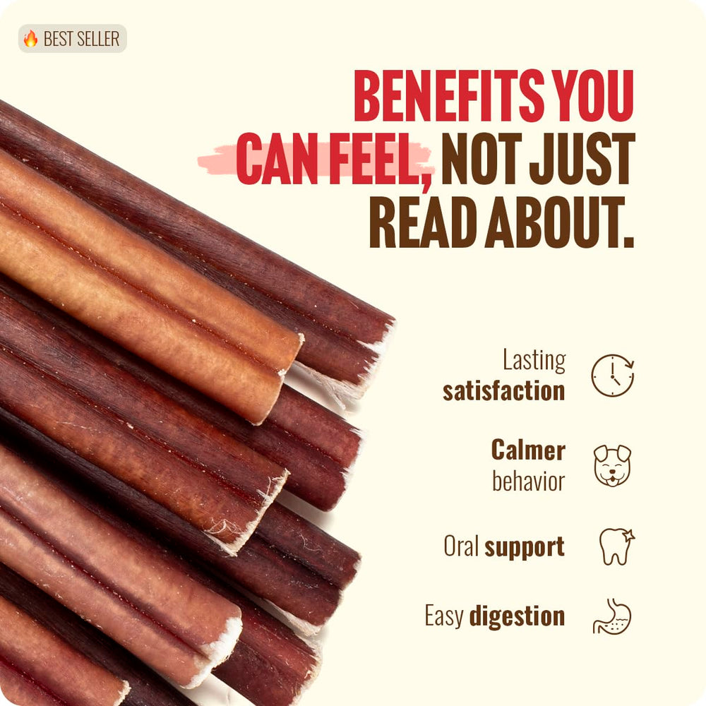 Natural Farm Bully Sticks slow air-dried to preserve flavor