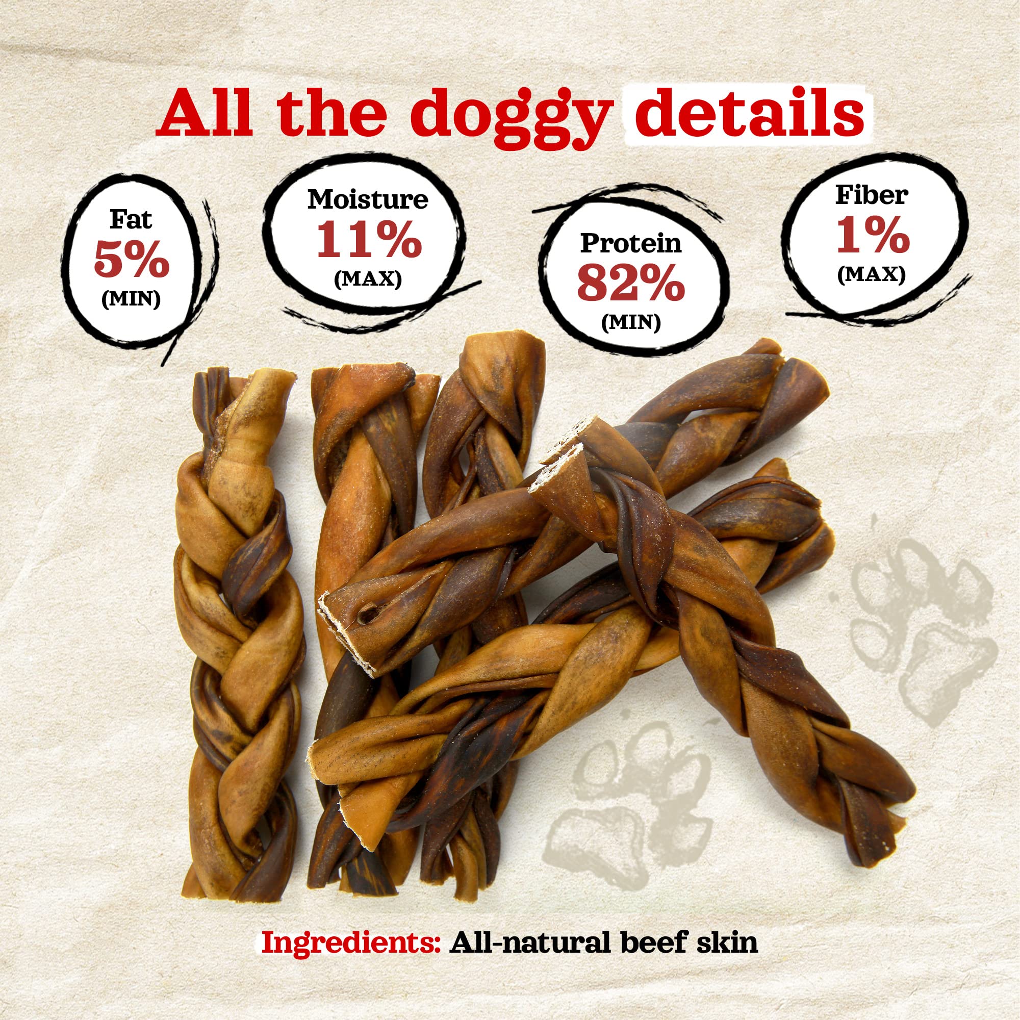 Natural Farm grass-fed beef skin chews are hormone-free and free of additives.