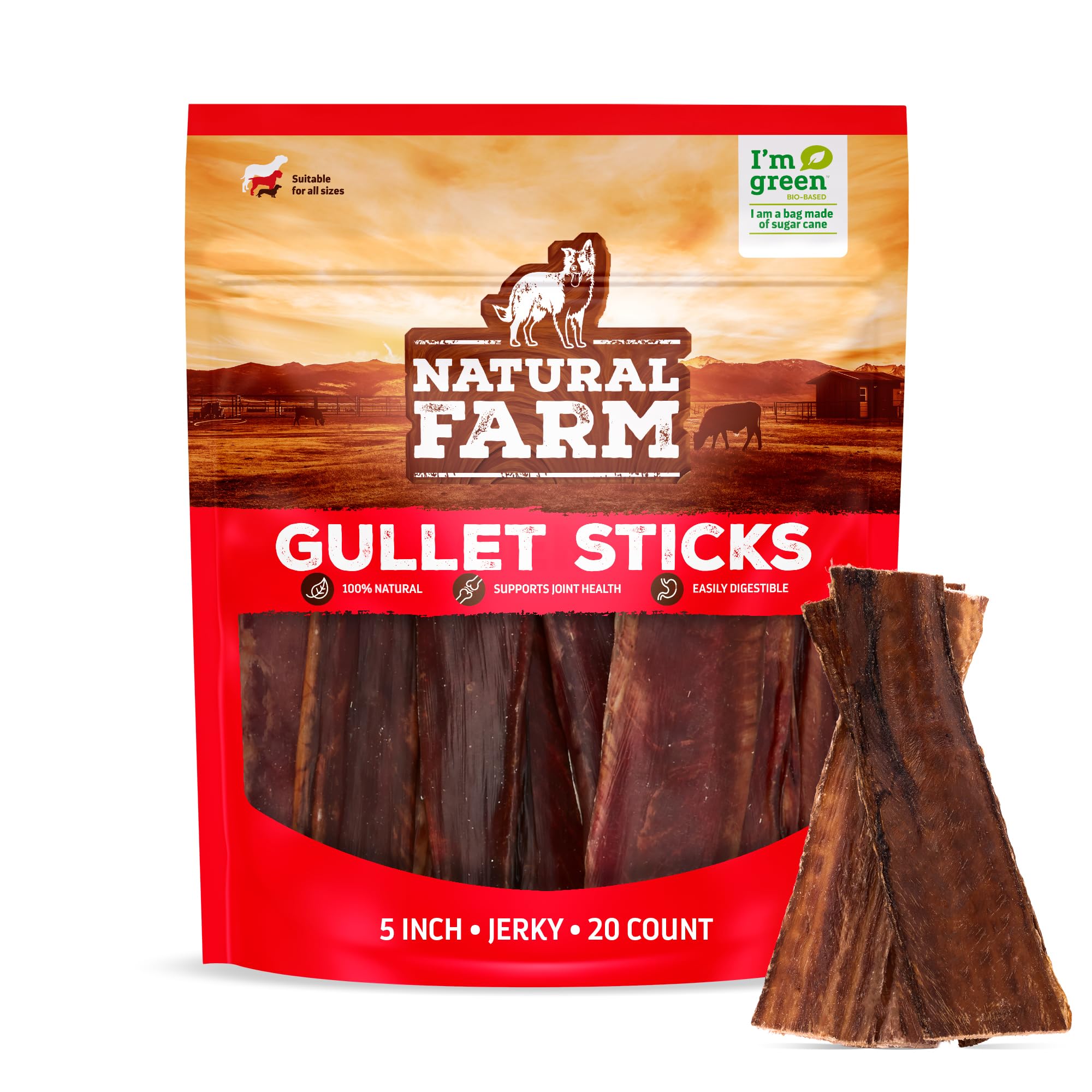 Natural Farm gullet sticks flat 5-inch pack ideal for portion control and tasty bites