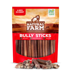 Natural Farm Odor Free Bully Sticks 4-inch pack for dogs, tasty daily chew