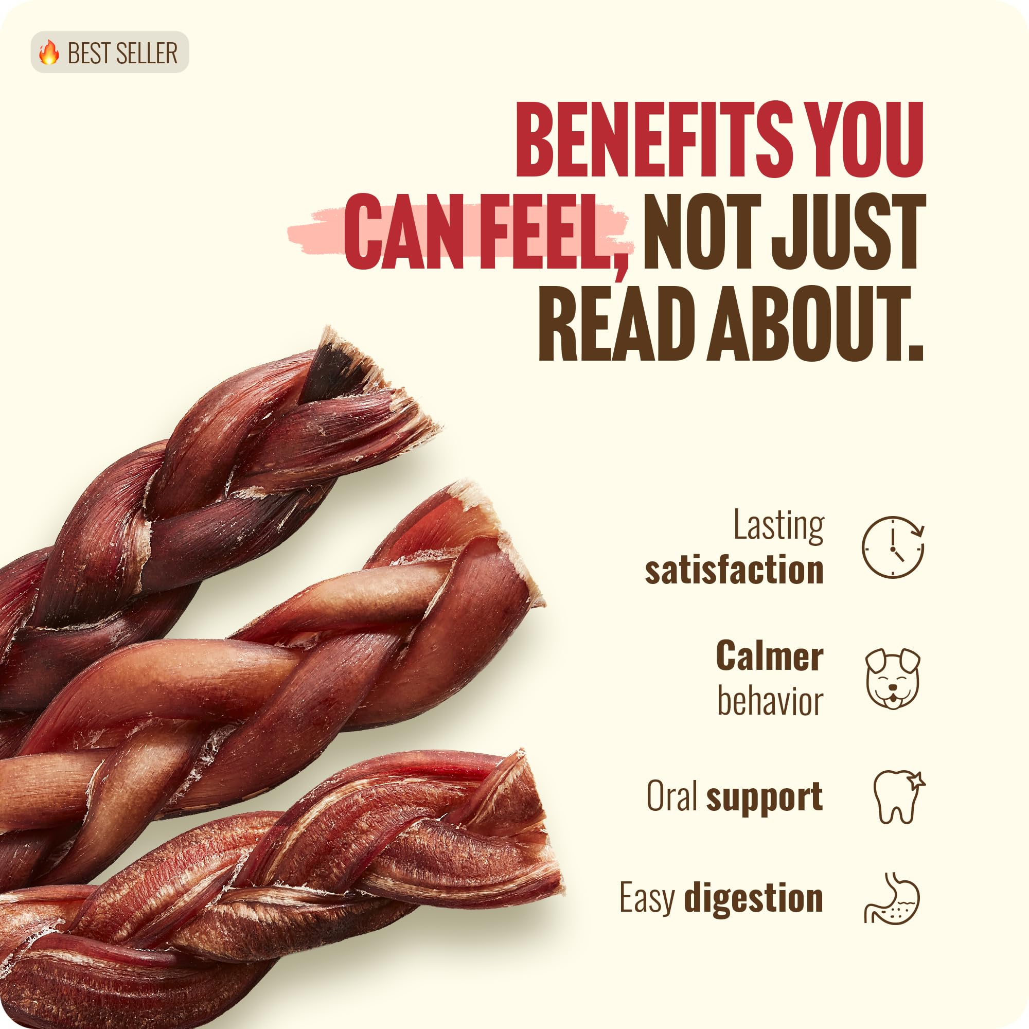 Natural Farm Odor-Free Bully Sticks sourced from grass-fed beef.