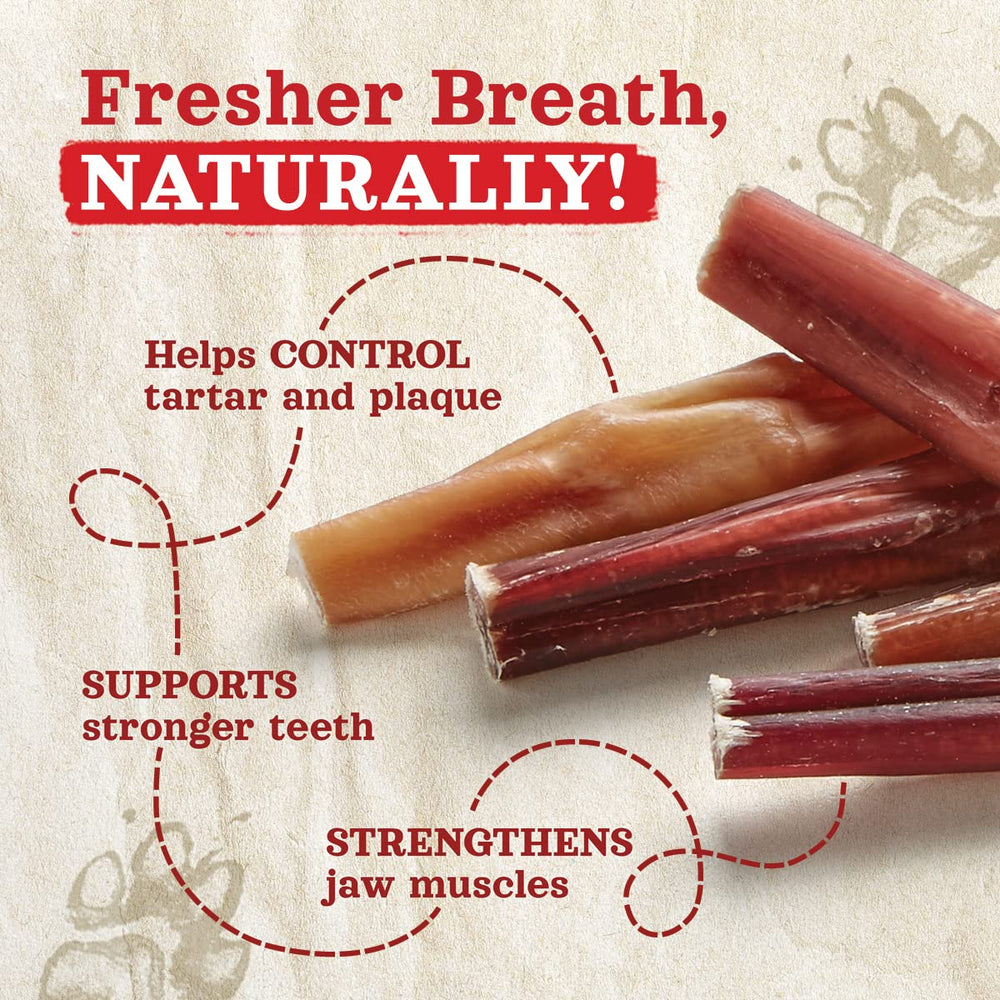 Natural Farm odor-free bully sticks sourced from grass-fed beef.