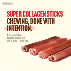 Natural Farm Odor-Free Super Collagen dog chews 6-inch bone close-up, long-lasting chew.