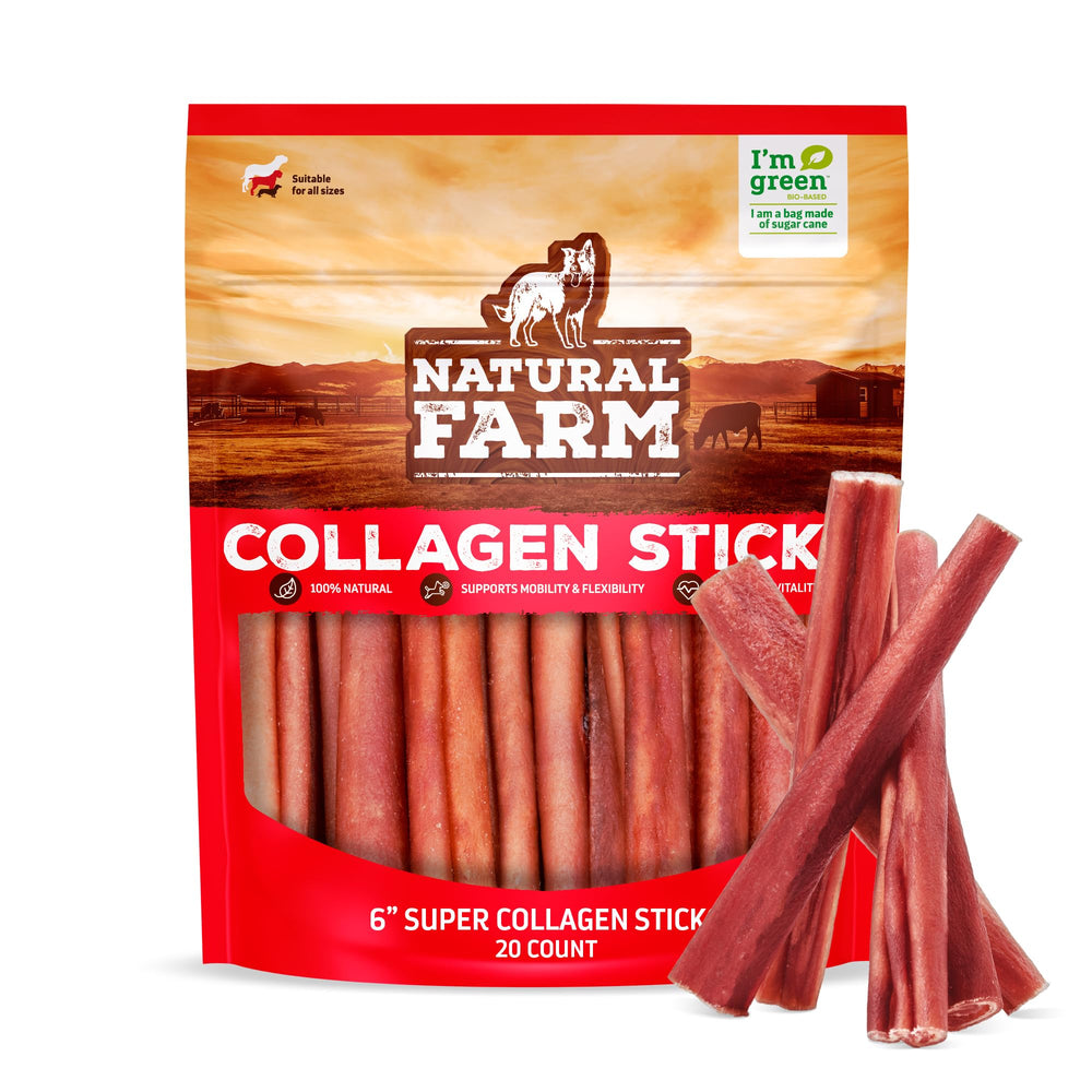 Natural Farm odor-free super collagen dog chews pack for long-lasting chew.