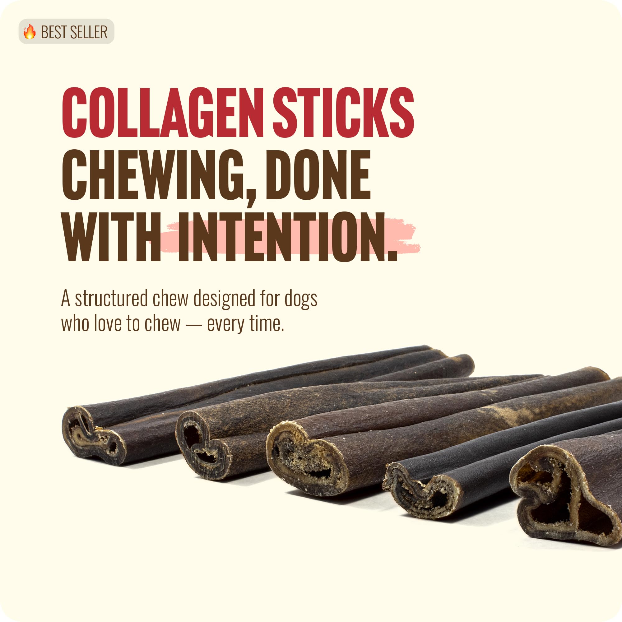 Natural Farm peanut butter collagen sticks 6-inch dog chew demonstrating durability