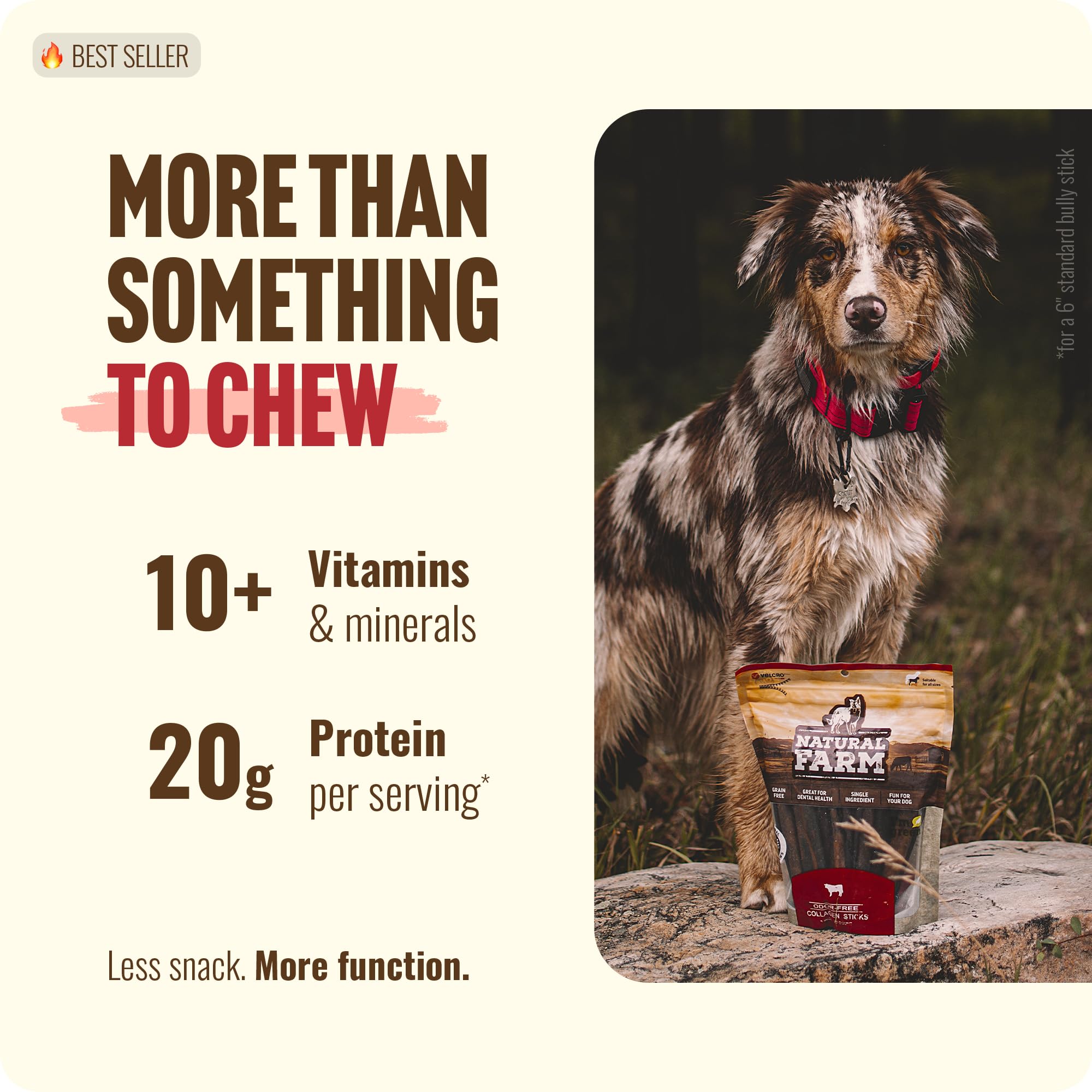 Natural Farm collagen sticks rawhide alternative image shows safe, digestible chew