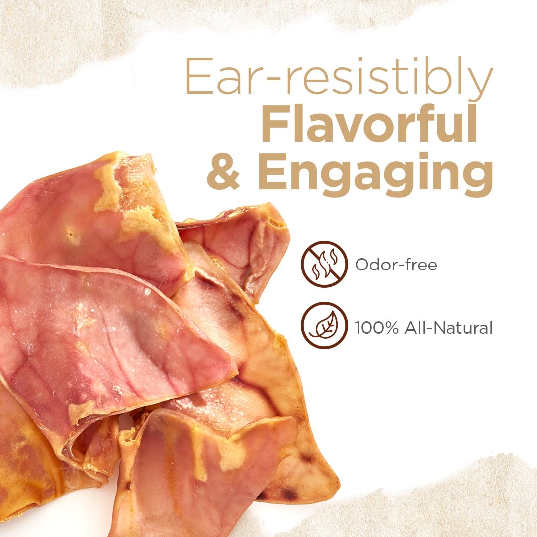 Natural Farm pig ears in use; dogs chew during training.