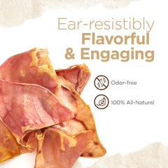 Natural Farm pig ears in use; dogs chew during training.