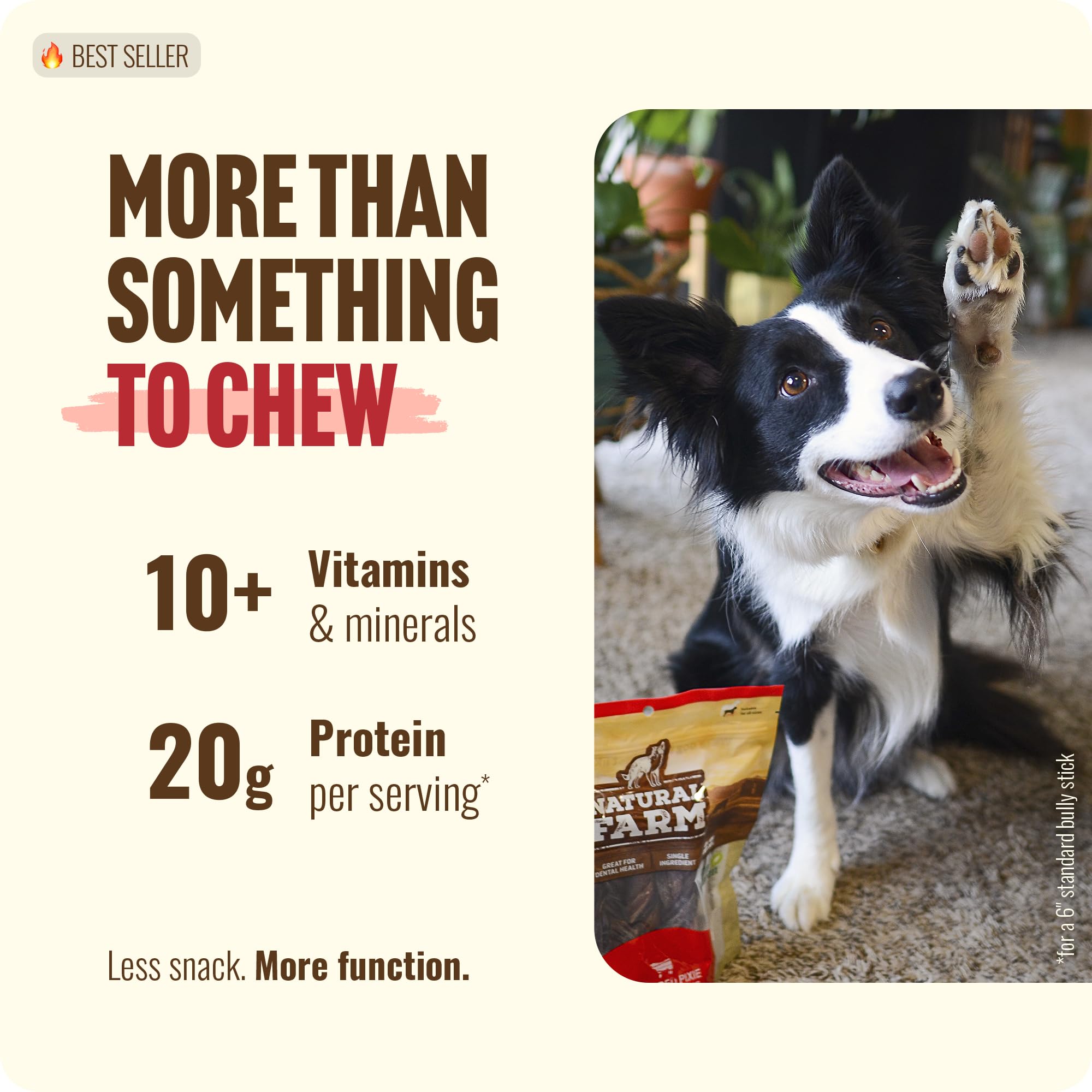 Natural Farm Pixie Pizzle thin chews for dogs' enrichment.