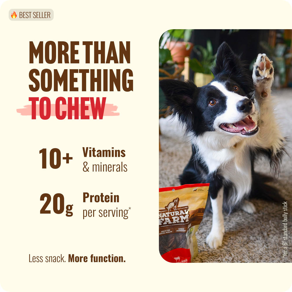 Natural Farm Pixie Pizzle thin chews for dogs' enrichment.