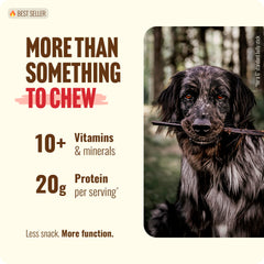 Natural Farm Rawhide alternative Beef Skin chew emphasizing simple ingredients