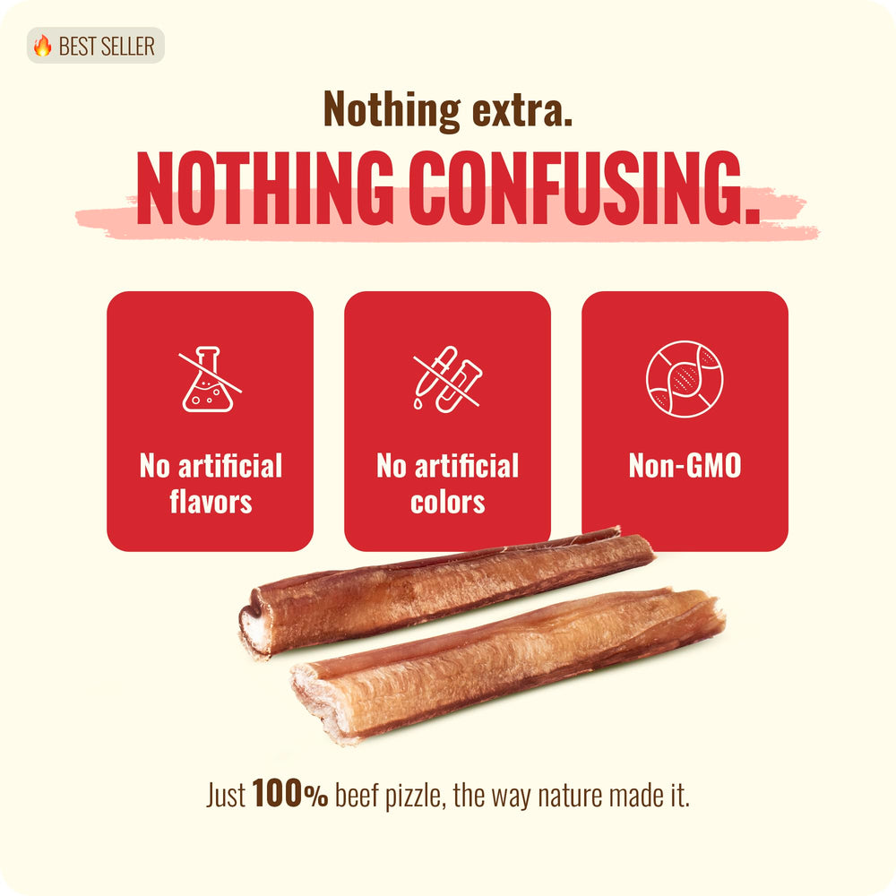 Natural Farm Small dogs benefit from 4in bully sticks during chew time
