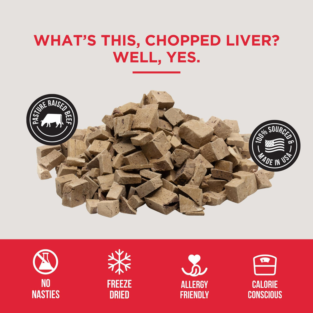 Beef liver treats crumbled over kibble creates a tasty topper.
