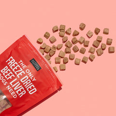 Close-up shows Natural Rapport beef liver texture and rich aroma for training.