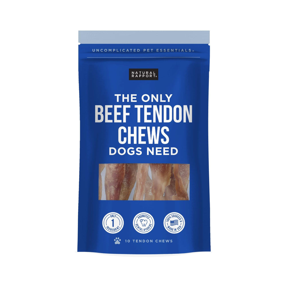 Natural Rapport beef tendon dog chews pack shot for multi-dog homes
