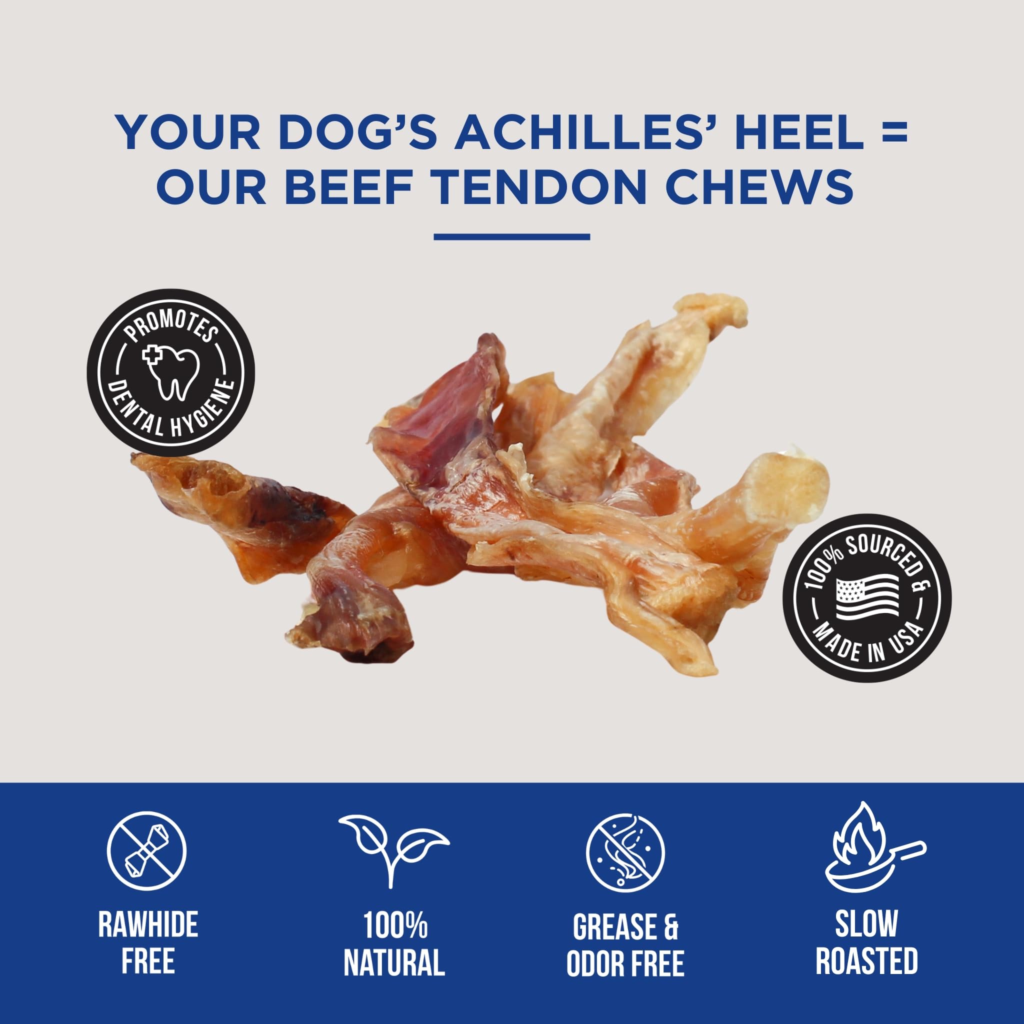 Natural Rapport beef tendon chews USA-sourced product, domestic farming emphasis
