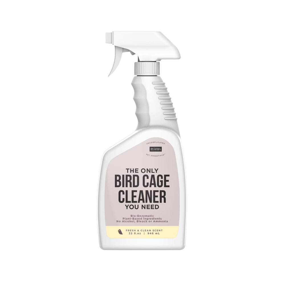 Natural Rapport Bird Cage Cleaner bottle front shows safe, powerful cleaner.
