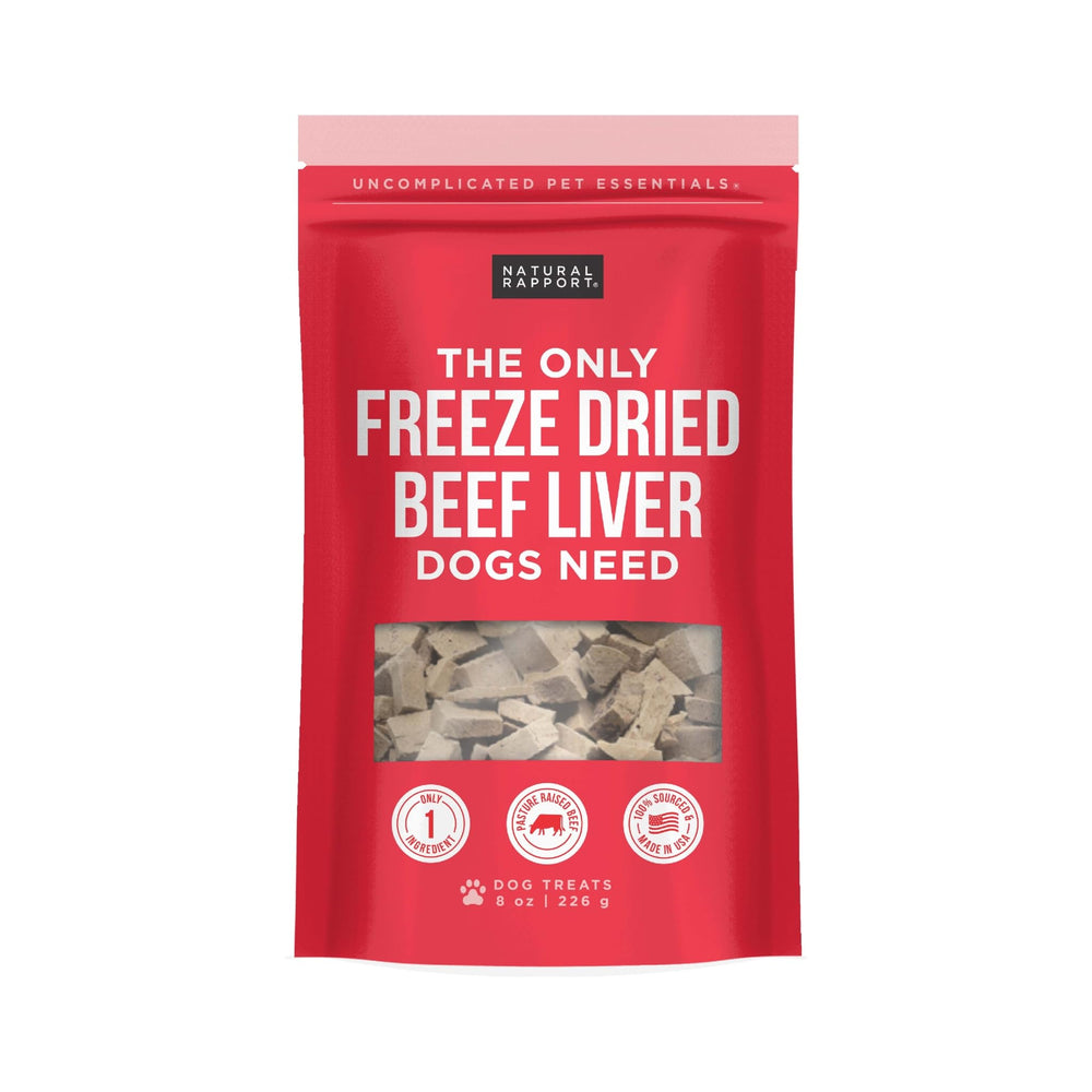 Natural Rapport freeze-dried beef liver treats in packaging offer a high-value reward.