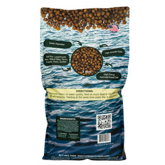 Natural Waterscapes game fish food bag shown, floating pellets ideal for surface feeding.