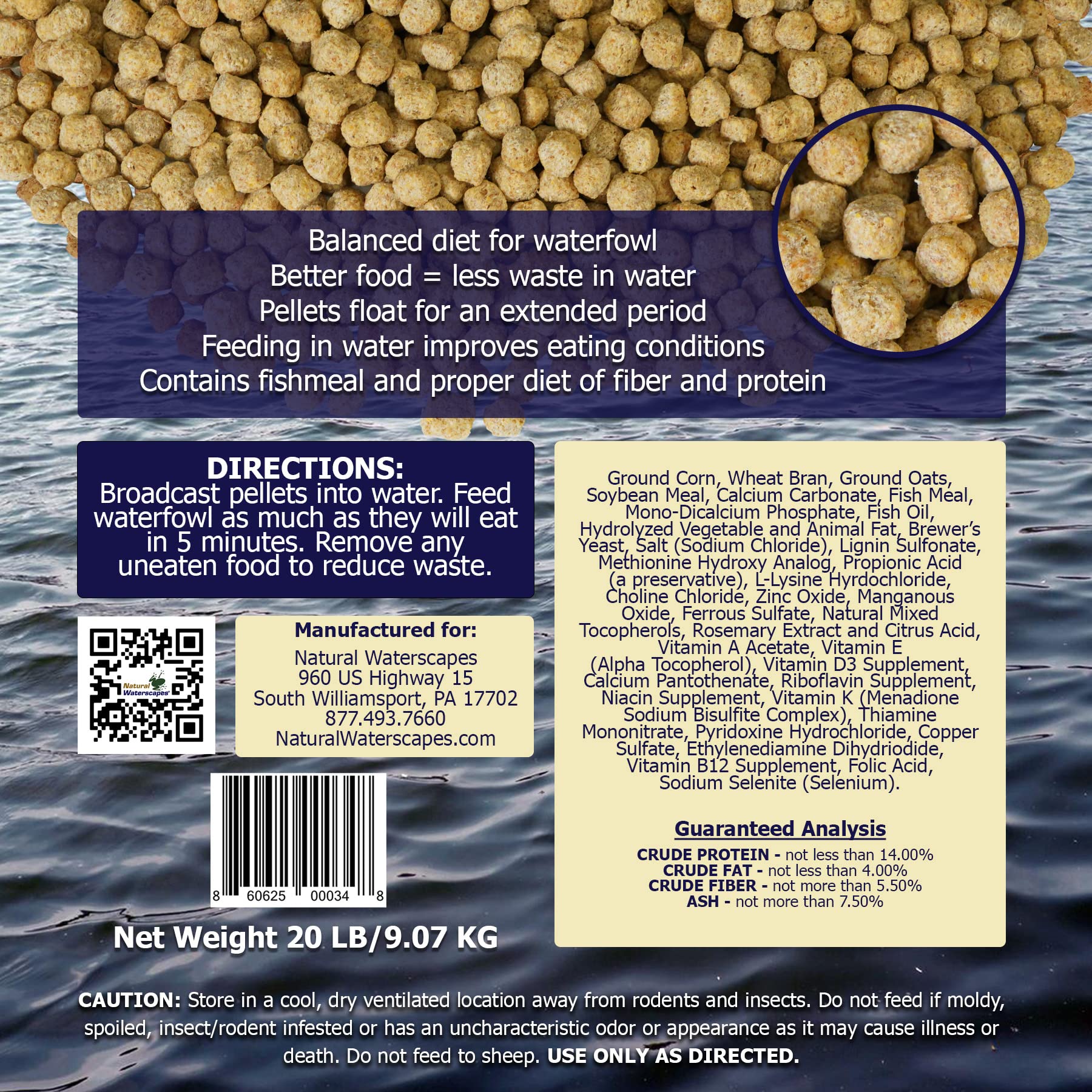 Natural Waterscapes Fishmeal-blend provides protein for waterfowl appetite
