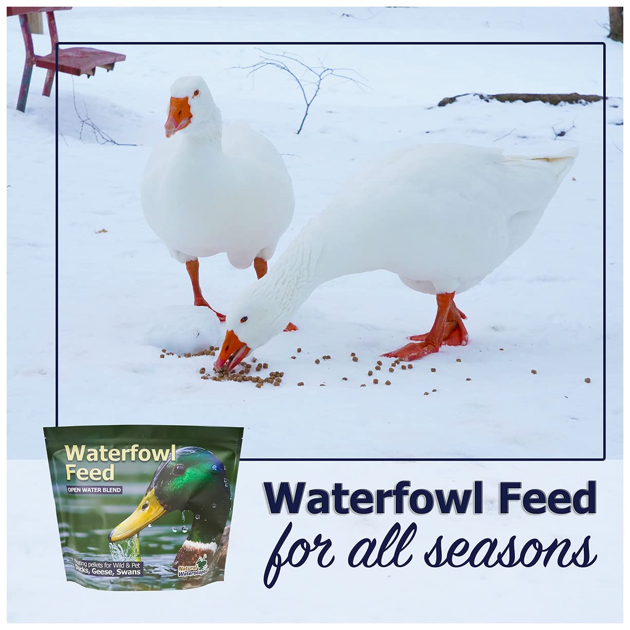Open bag of Natural Waterscapes Waterfowl Feed ready to pour