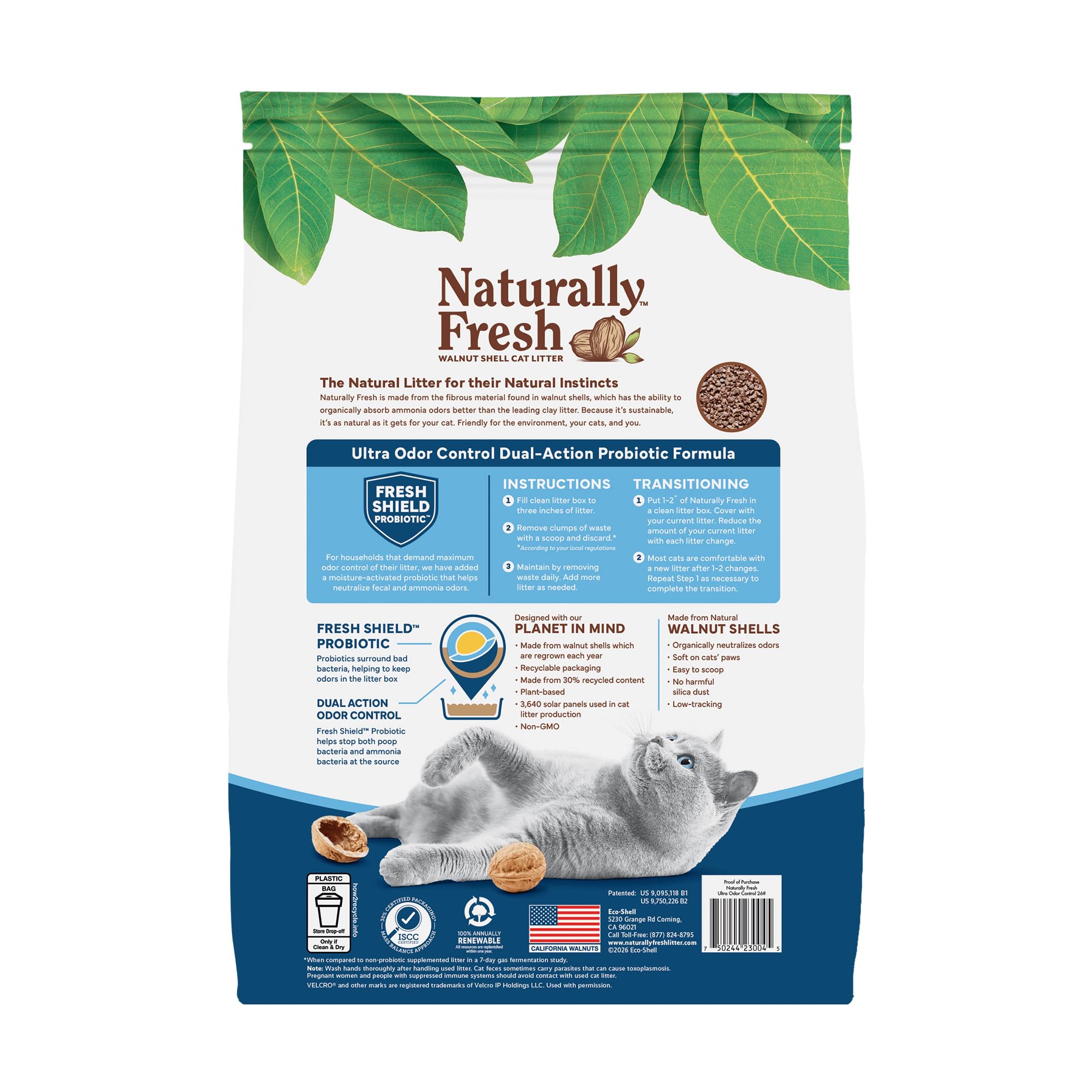 Naturally Fresh litter box scene showing easy scooping and clumping for quick cleanup.