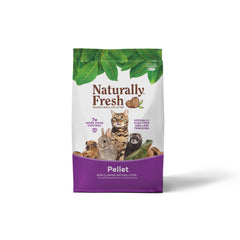 Naturally Fresh pellet litter bag demonstrates eco packaging and walnut pellets for odor control.