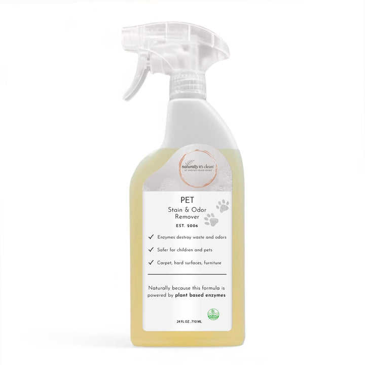 Naturally it's clean enzyme pet stain remover bottle highlights plant-based action against odors