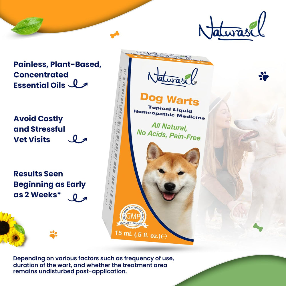 Naturasil dog warts remover dog-wellbeing implying gentle treatment.