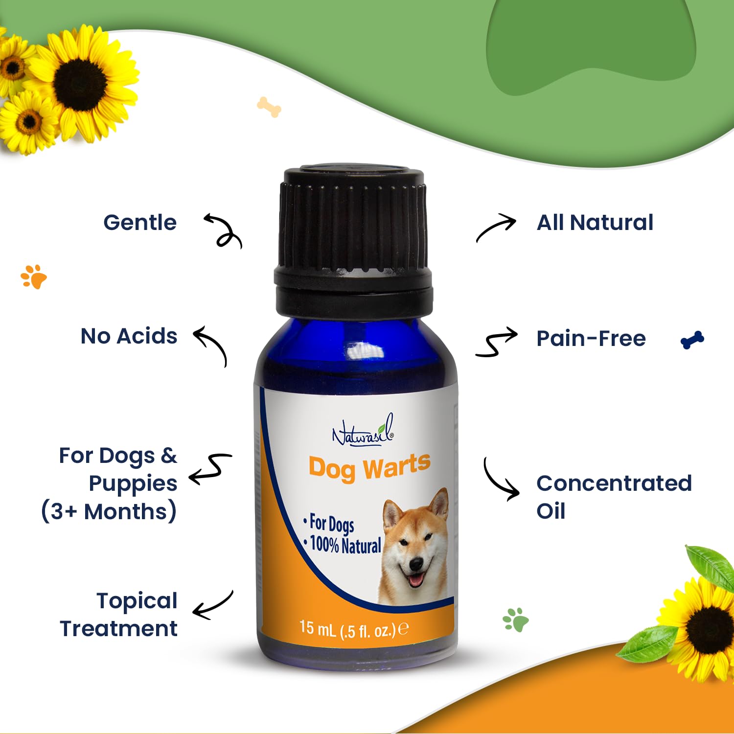 Naturasil dog warts remover skin tolerability test for safety check.