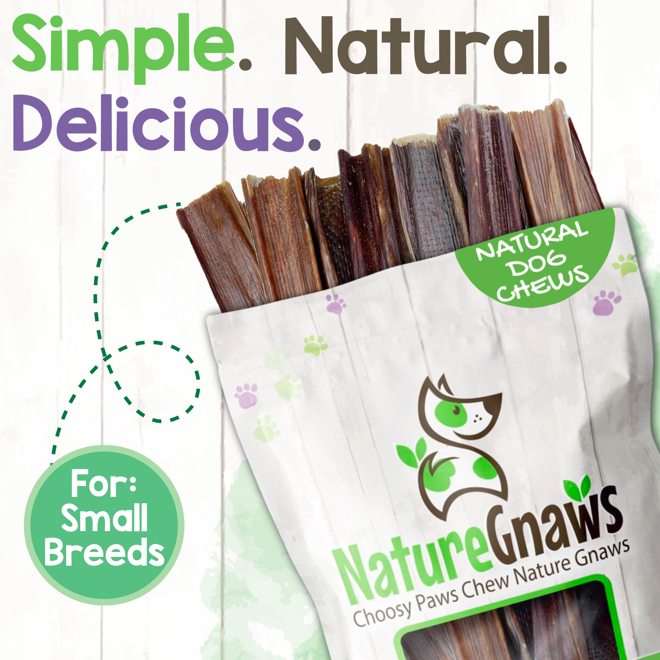 Nature Gnaws Beef Gullet Chews in bowl with savory beef aroma