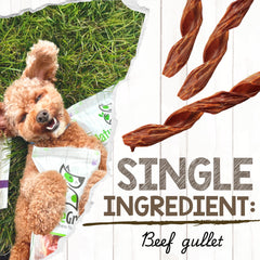 Nature Gnaws Beef Gullet Springs single ingredient beef gullet for teething dogs